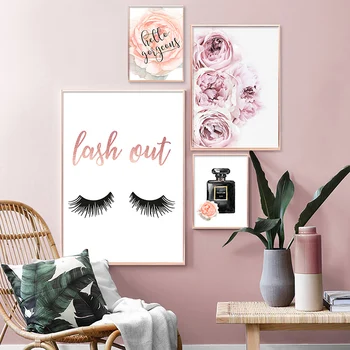 

Romantic Painting Perfume Art Poster Watercolor Flower Canvas Prints Modern Wall Art Picture for Girl Lady Bedroom Home Decor