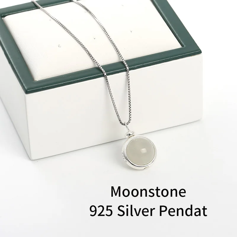 JD 925 пробы Серебряный лунный свет серый лунный камень модные подвески ожерелья и подвески для женщин ювелирные украшения ожерелье - Окраска металла: White Moonstone