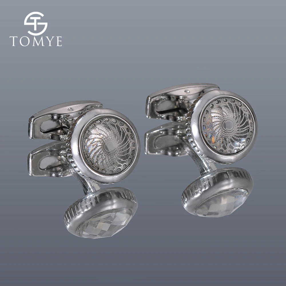 Запонки для мужчин TOMYE XK20S045 высококачественные круглые Серебристые