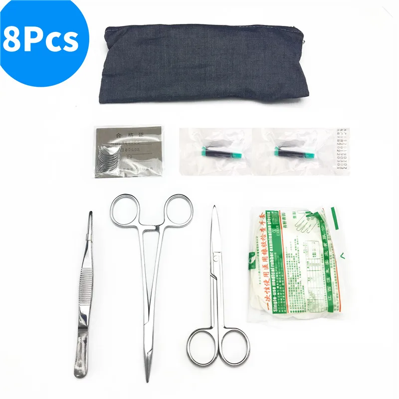 Набор инструментов для обучения хирургическим инструментам/Набор хирургических швов посылка для студентов - Цвет: 8Pcs Per set