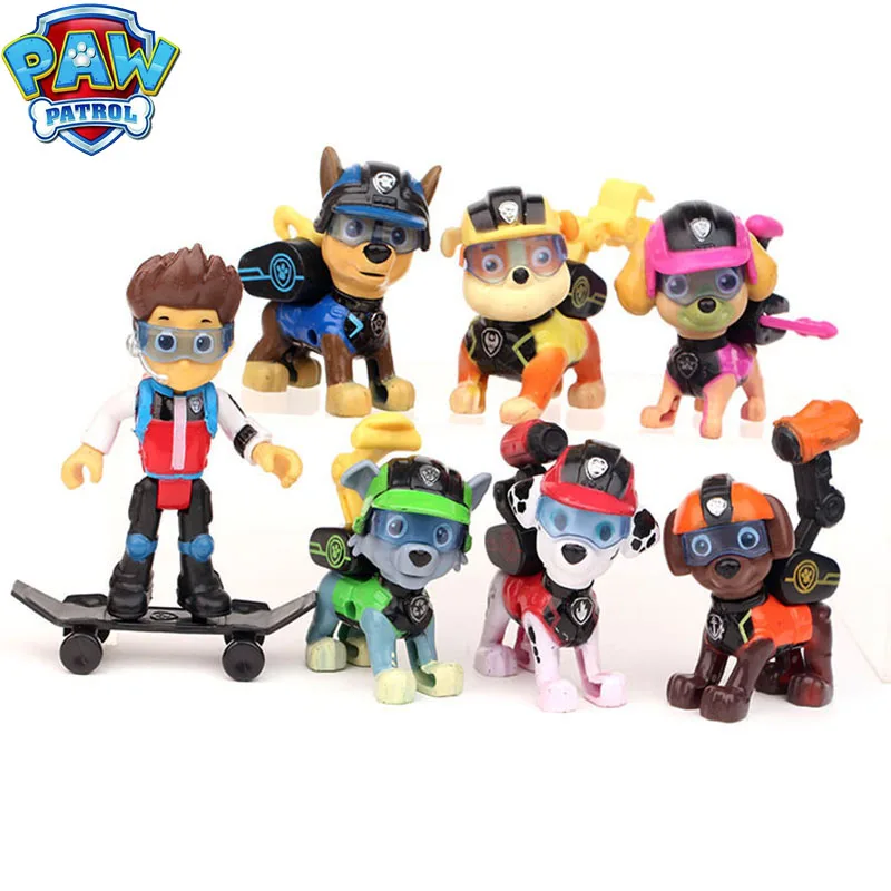 7Pcs Paw Patrol Dog Patrolling Canine Cartoon Anime Puppy Patrol PVC Action font b Figures b