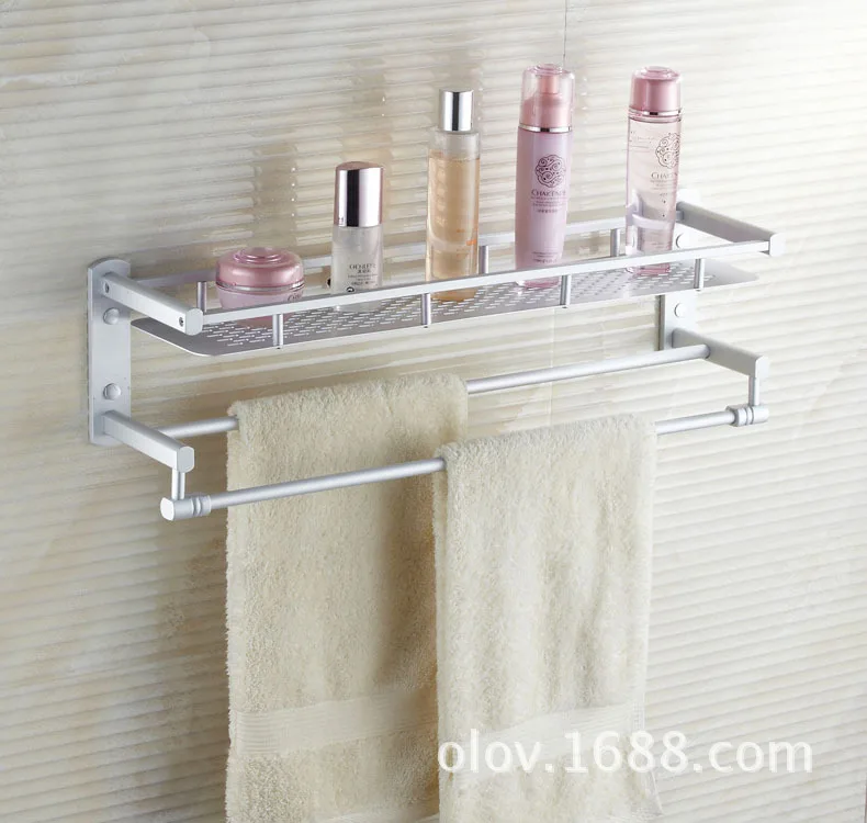 Дыропробивная полка для ванной комнаты алюминиевая Многофункциональная вешалка для полотенец с полотенцем однослойные двойные полюса