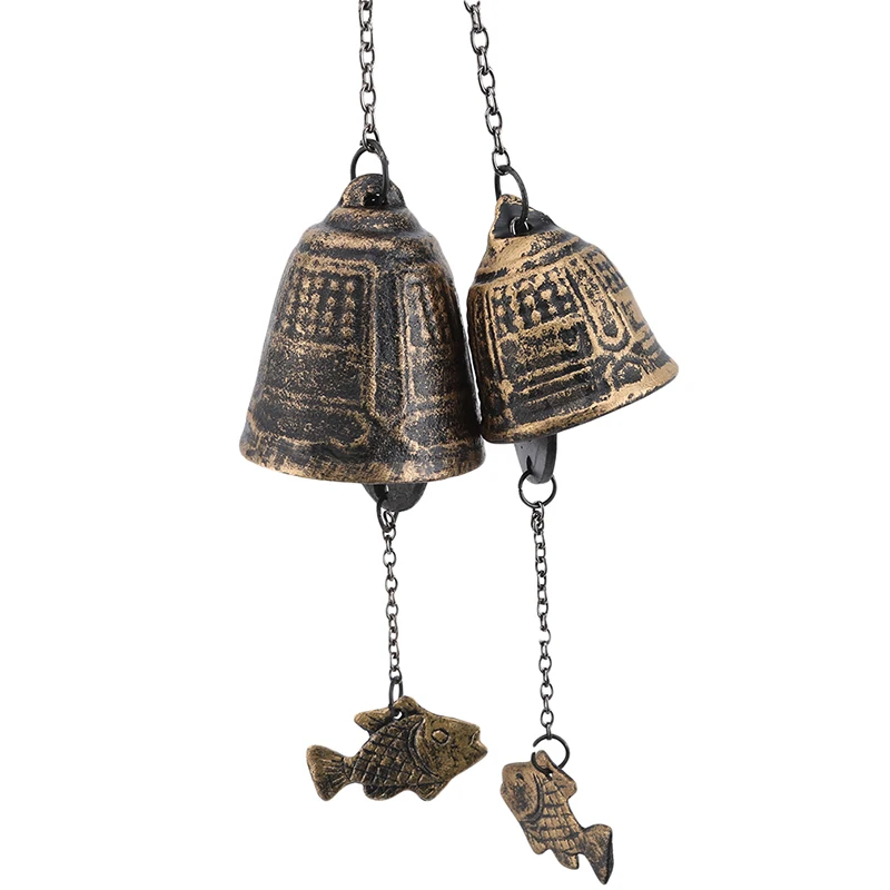 Cast iron wind chime hanging fish swimming retro summer wind chimes temple small bell birthday gift