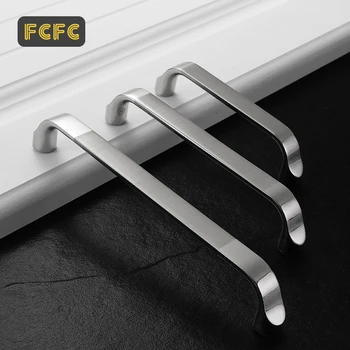 FCFC Cabinet Handles and Knobs Modern Door Handles Kitchen Silver Furniture Hardware Wardrobe Cupboard Handle Drawer Pulls