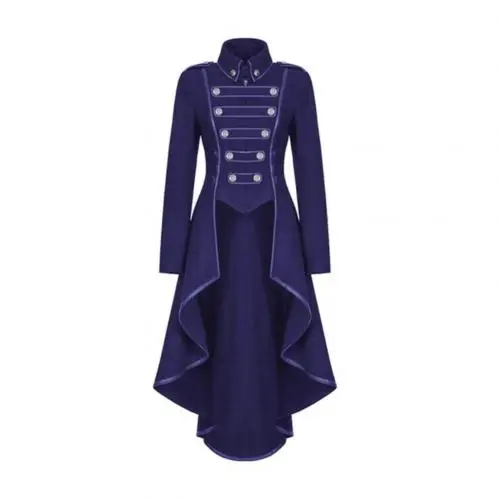 Sapphire Blue Средневековый несимметричный Hemline, длинный рукав, высокая талия, Женский блейзер, S-lim Fit, винтажное платье, вечерние, Клубная одежда, панк, готика, пальто - Цвет: Sapphire Blue