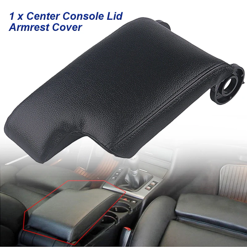 

For BMW E46 1999-2004 Black Leather Armrest Center Console Lid Cover Storage Box