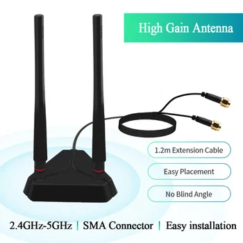 

High Gain 2.4G/5Ghz Dual Band 6DBI SMA Omnidirectional External Antenna Cable For PCIE Desktop Wifi Adapter Wireless Router AP