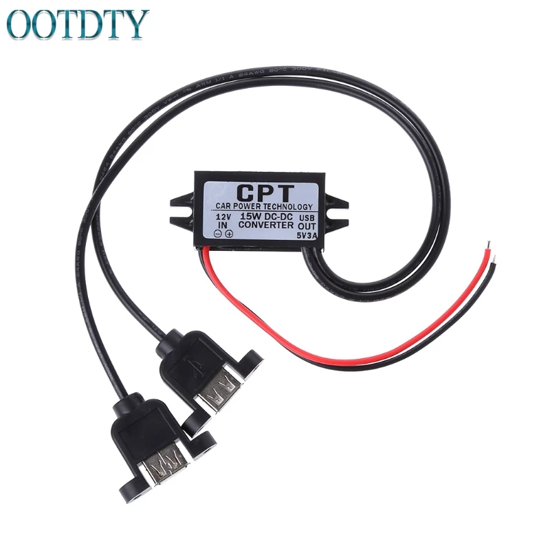 

Car DC 12V to 5V 3A 15W Dual USB Charger Converter Module Cable Power Adapter