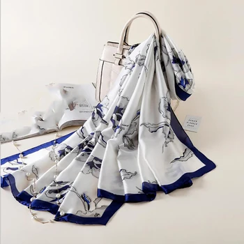 

classic new Spring summer women beach Sunscreen fashion shawl silk lady Popular Print scarves hijab pareo