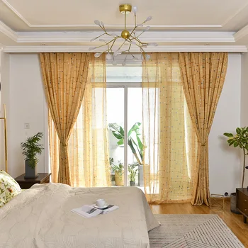 

Modern Minimalist Polyester Cotton Checkerboard Print Curtains for Living Dining Room Bedroom.