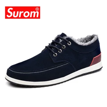 

SUROM Men's Leather Casual Shoes Moccasins Men Loafers Luxury Brand Winter New Fashion Sneakers Male Boat Shoes Suede Krasovki