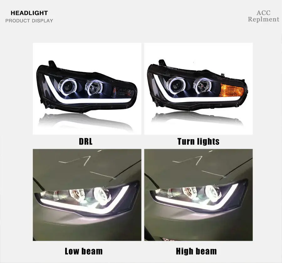 2 шт. фары Angel Eye для Mitsubishi Lancer EX 2010 2014 светодиодные DRL двухлучевые Биксеноновые