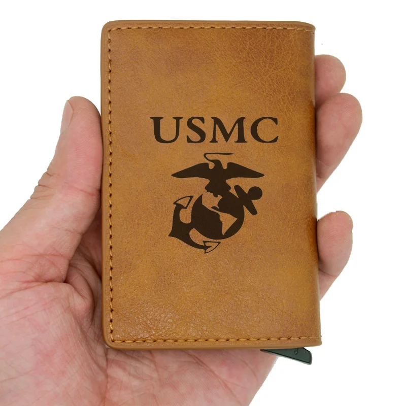 2019 Новый USMC Marines Дизайн кредитных карт мужские кошельки rfid Винтаж Черный короткий кошелек кожаный бумажник маленький кошелек