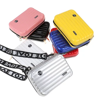 

Personality Mini Luggage Suitcase Shape Fashion Designer hard shell small square box bag Crossbody Bag Women Purses And Handbags