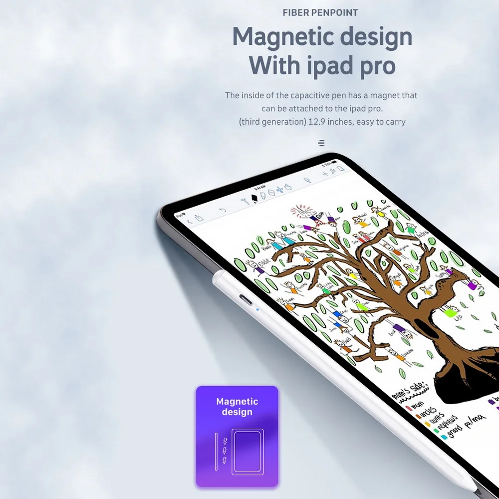 Активный Стилус 2th для Apple iPad Mini Air Pro планшет чувствительный экран без травм литиевая батарея зарядка ручка для записи