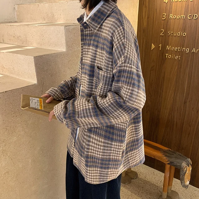 Privathinker camisa gruesa cuadros para hombre, camisas de manga larga, coreana, moda informal de gran tamaño, de otoño|Camisas informales| - AliExpress