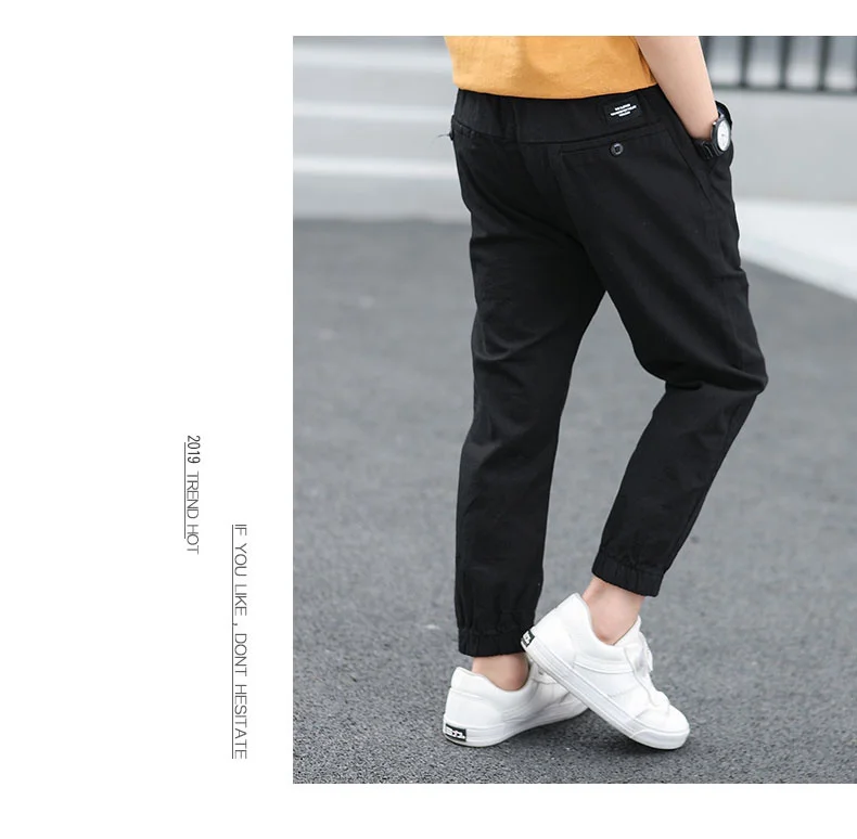 Teen Boy's Pants Kids Spring Autumn Solid Cotton Full Trousers Casual Slim Stretch Jogger Sweatpants 6-16 Years