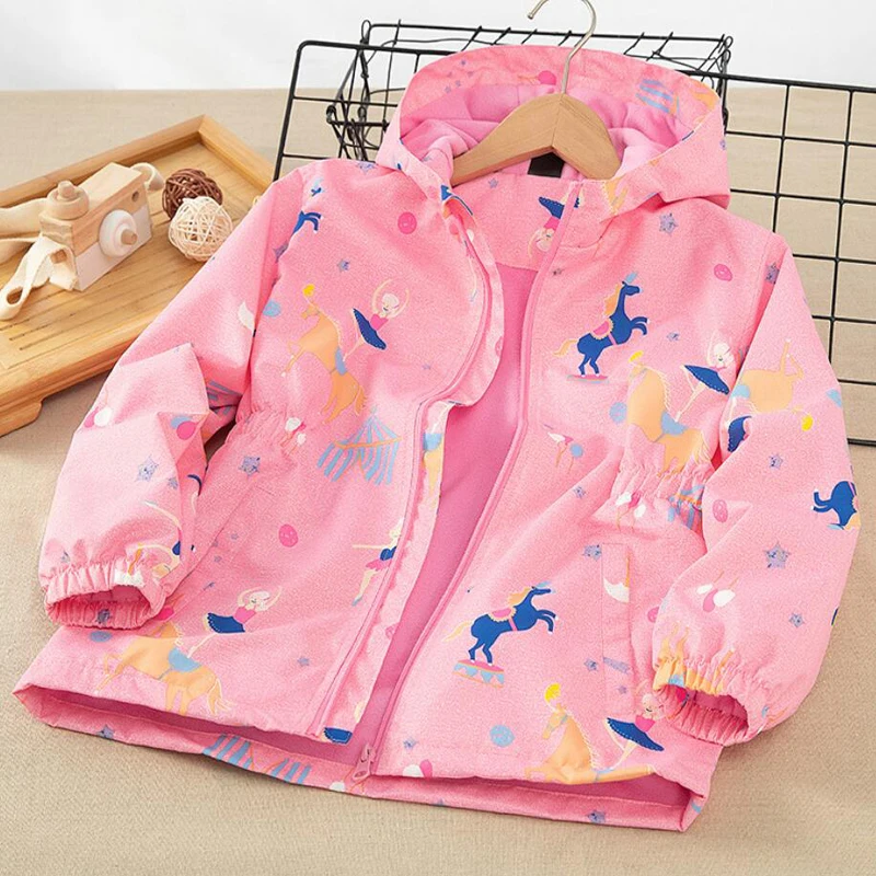 

Windbreaker For Girls Children Polar Fleece Jacket Teenage Girls Spring Clothes Kids Coat Hooded Waterproof Windbreaker Clothing