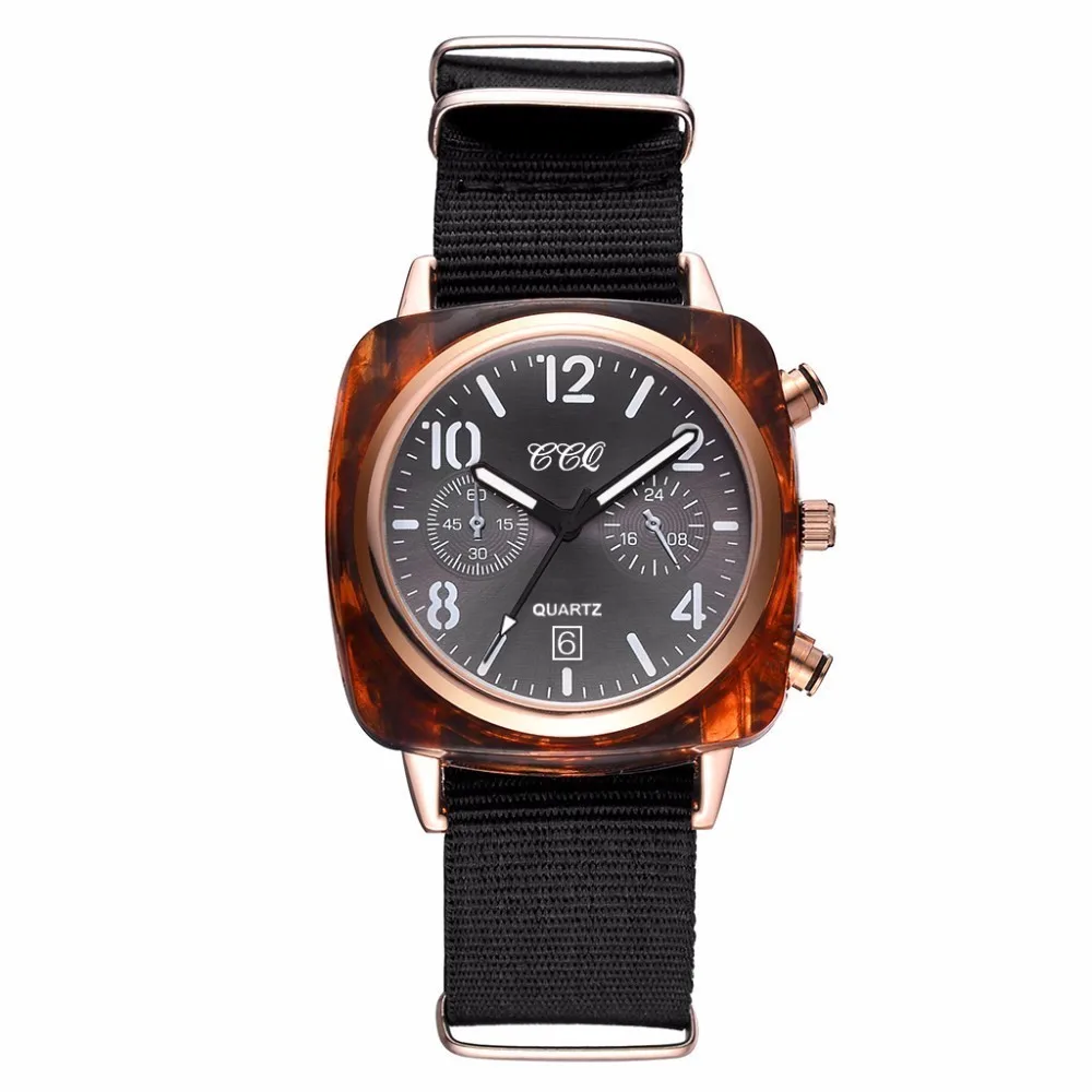 Горячая распродажа Женские холщовые часы с квадратным спортивным ремешком роскошные женские часы CCQ кварцевые часы - Цвет: black