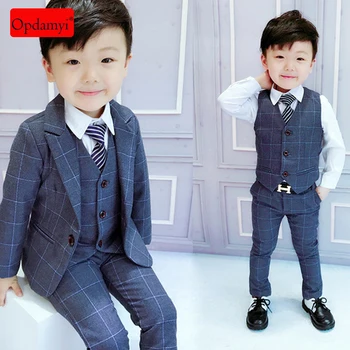 

Boy Suit Children's Wedding Birthday Party Dress Suit Jacket Vest Pants Three-Piece Children's Tuxedo Dance Party Performance Cl