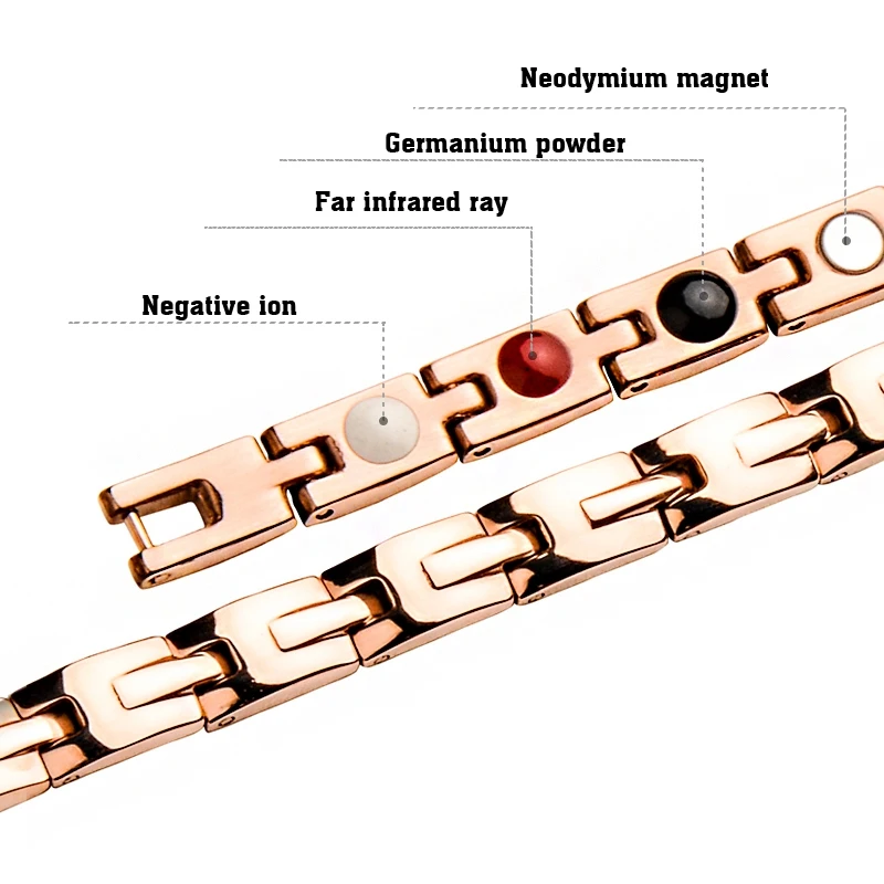 Циркониевый драгоценный камень женский браслет из нержавеющей стали энергия здоровья магнитный розовое золото модные ювелирные изделия женские браслеты