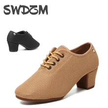 SWDZM Men Standard Dance Shoes Ballroom Shoe Breathable mesh low-heel Practice Competition Women Modern Dancing Shoe Dance sport