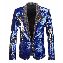 Мужская новинка, градиентный цвет, блёстки, блейзер, куртка для выпускного вечера, для танцев, стильная куртка, облегающая, для Хэллоуина, косплей