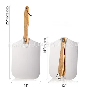 

Aluminum pizza shovel wooden handle circular folding cake transfer Move the shovel tool kitchen kitchen aid bakeware