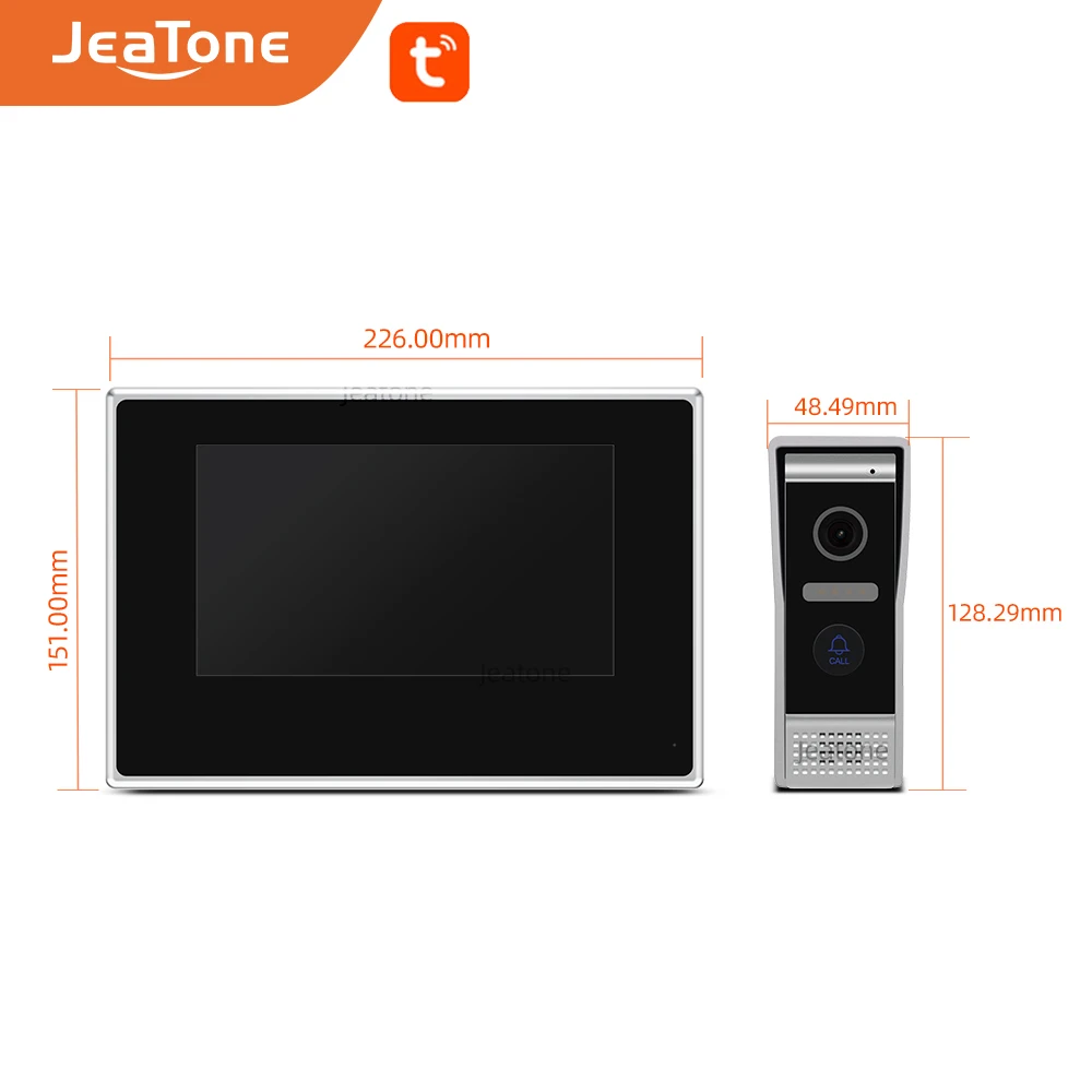 Видеодомофон JeaTone 720P Wi Fi IP 2 1|Видеодомофон| |