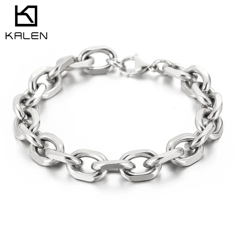 Kalen 6/10mm Curb Cuba O-chain Simple Men's Stainless Steel Bracelet Dubai Golden Link Jewelry