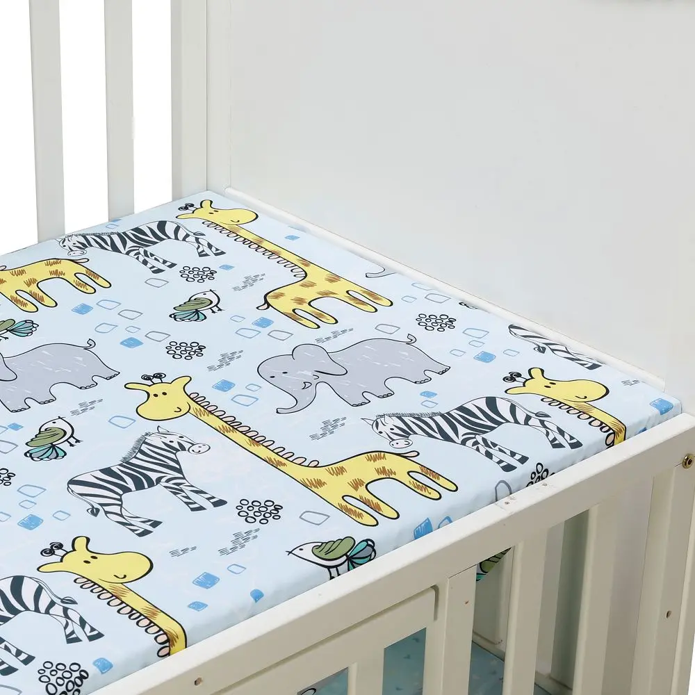 Newborn Baby Fitted Crib Sheets130*70 cm Cartoon Print  Bed Sheet Baby Bed Mattress Covers  for Unisex  Baby Boys Girls
