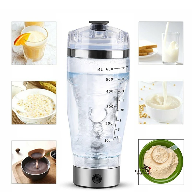 NKTIER Electric Protein Shaker Bottle, 600ml Electric Protein Shaker Mixer,  Electric Shaker Bottle Blender, Portable Electric Vortex Mixer, Fitness