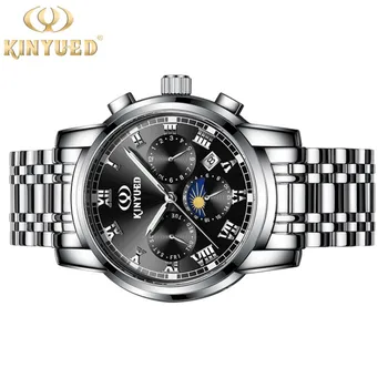 

KINYUED Mens Watches Steel Business Luxury Automatic Mechanical Watch Men Waterproof Sport Moon Phase Relogio Masculino