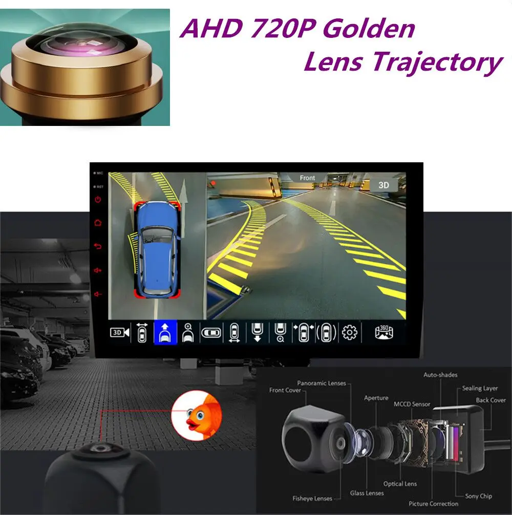 Caméra De Recul 720P Voiture - 360° Réglable - Vision Nocturne IP68 - Angle 170° - AHD/CVBS Universelle