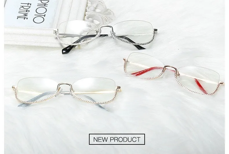 Элитный бренд Для женщин прозрачные очки без оправы очки с кристаллами женские пикантные шикарные сплава очки "Кошка" Ins Стразы оттенков