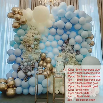 

224pcs Latex Balloons Sky Party Balloon Chain Macaron Green White Garland Metal Gold Balloon Birthday Party Wedding Decor