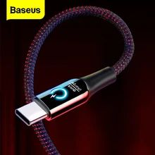 Baseus-Cable de Alimentación inteligente 3A, conector USB tipo C, carga Qick, para Samsung S10, S9, S8 Plus, Oneplus 6t, 6, 5t, USB-C c