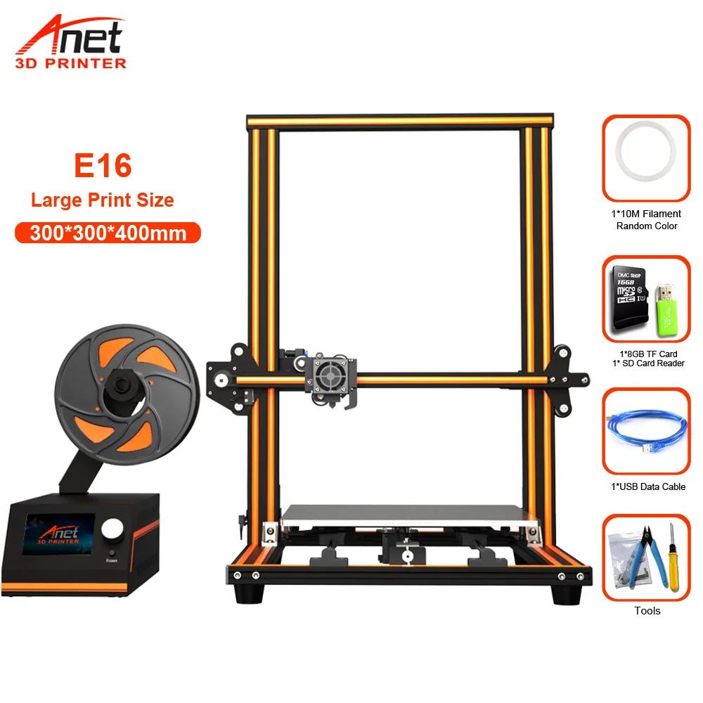 Anet Eagel серийный E10 E12 E16 настольный 3d принтер алюминиевая рама Высокая точность Reprap Prusa i3 большой размер DIY 3d принтер набор - Цвет: E16 3D Printer