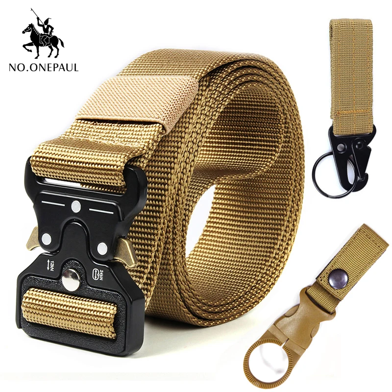kk Package 1-2 Khaki NO. ONEPAUL мужской Регулируемый военный тактический ремень для спорта на открытом воздухе Прочный высококачественный модный - Цвет: kk Package 1-2 Khaki