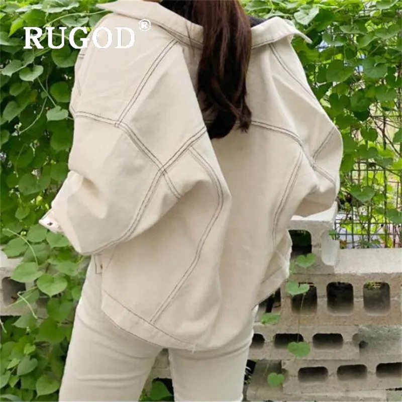 RUGOD Off-white Досуг отложной воротник короткое пальто однобортный пиджак Kpop Одежда Женская куртка осень