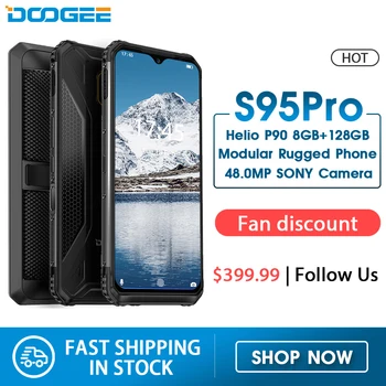 DOOGEE S95 Pro 8GB 256GB Modular Rugged Mobile Phone IP68/IP69K 6.3inch Display 5150mAh Helio P90 Octa Core 48MP Cam Android 9