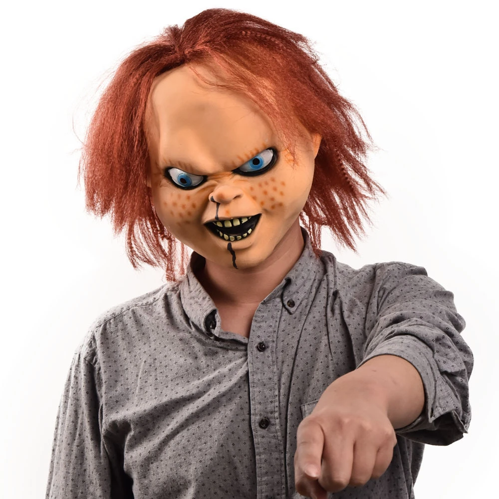 Máscara de juego para niños, disfraz de Chucky fantasma, máscara de látex  con cara de Horror, casco de muñeca para Halloween, 2021|Accesorios de  disfraces| - AliExpress