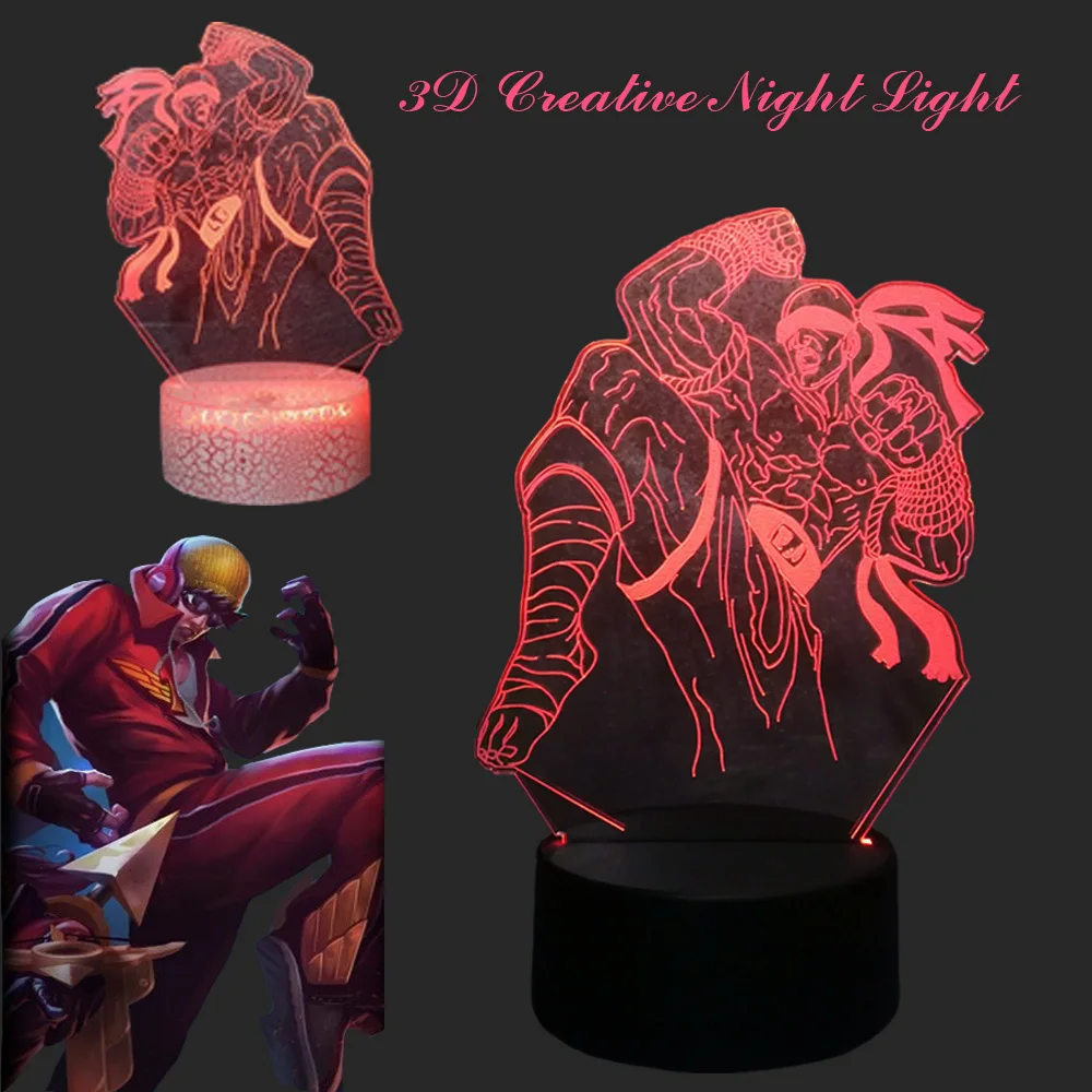 America Riot Game LOL Role Li Qing 3D Optical LED Lamp Night Light Home Fan Bedroom Decor 7 Color Flash Kid Holiday Gift Toy RGB | Лампы и
