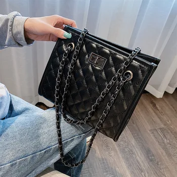 

Diamond Lattice Leather Crossbody Bags For Women 2020 Luxury Handbags Designer Ladies Hand Chain Lock Shoulder Messenger Bag Sac