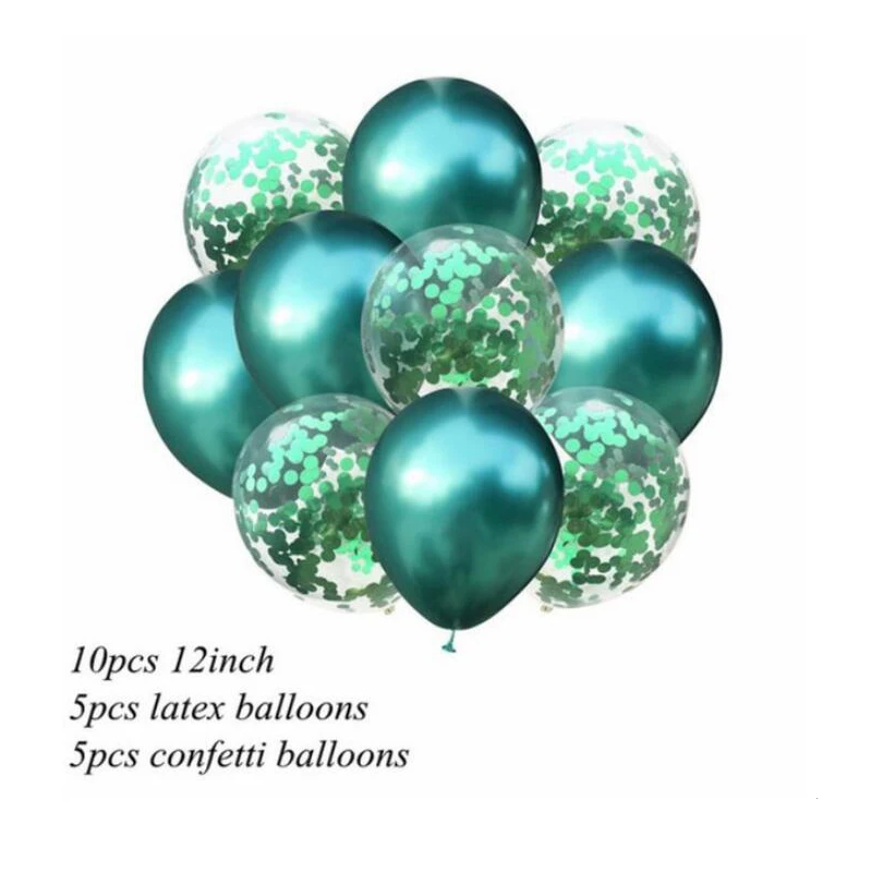 10 шт./лот 12 дюймовые латексные воздушные шары металлических цветов с конфетти