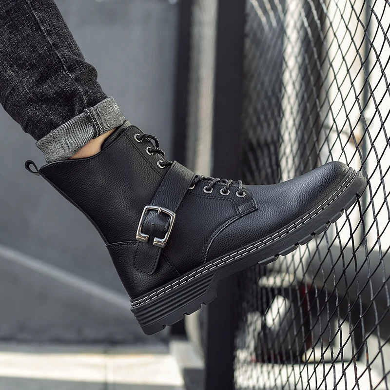 Новое поступление; мужские ботинки; модные высокие ботинки Martin; botas hombre; Мужская Удобная дышащая нескользящая обувь; AODLEE