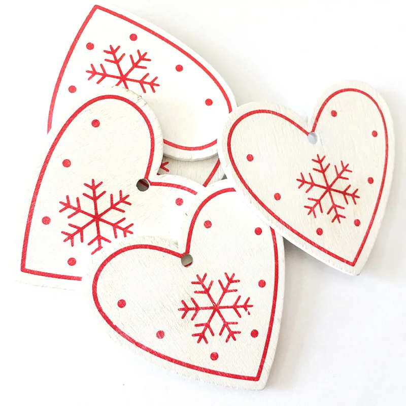 10Pcs 5cm Wooden Chistmas Tree Pendant Ornament New Year Christmas Party Decoration Noel Craft Gift Hanging Supplies