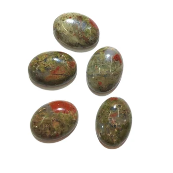 

10pcs Natural Unakite Stone Cabochon No Hole Beads for Making Jewelry DIY accessories Loose Elliptical shape Beads