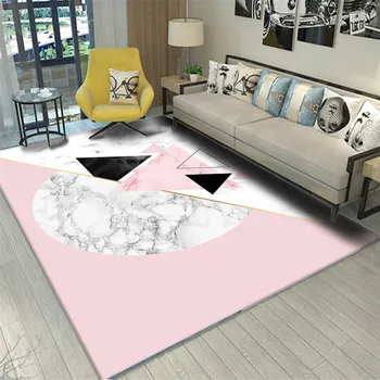 

Geometric Marble Floor Area Rug Balcony Bedside Corridor Mat Flannel Non-slip Kitchen Rug Custom Carpet for Home Living Room