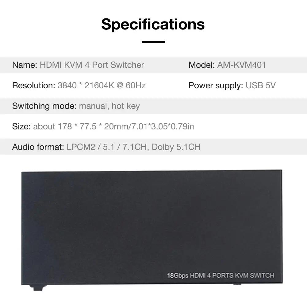 HDMI KVM переключатель 4 в 1 выход HDMI коммутатор usb-хаб Соединительный переключатель для ноутбука PS4 для PS3 для nintendo Switch
